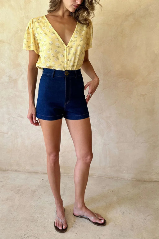 Echinacea Denim Short | Dark Blue