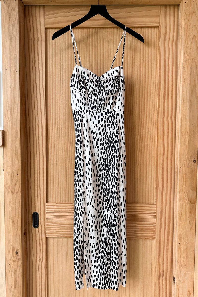 Fitted Bodice Dress l Buttercream Leopard Satin