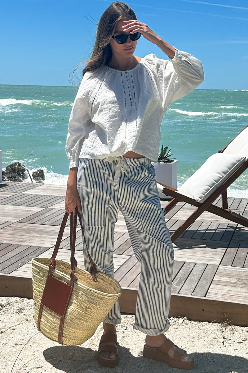 Family Cargo Pant | Indigo Stripe Organic