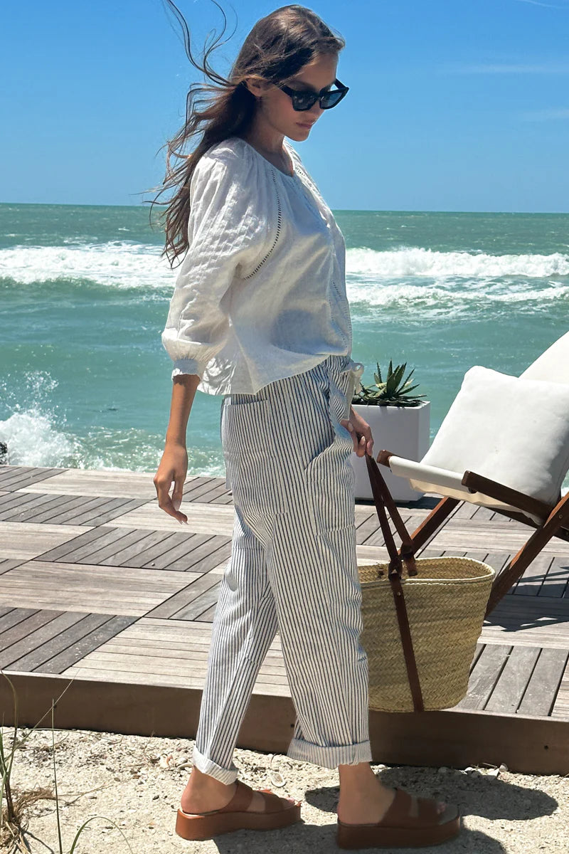 Family Cargo Pant | Indigo Stripe Organic