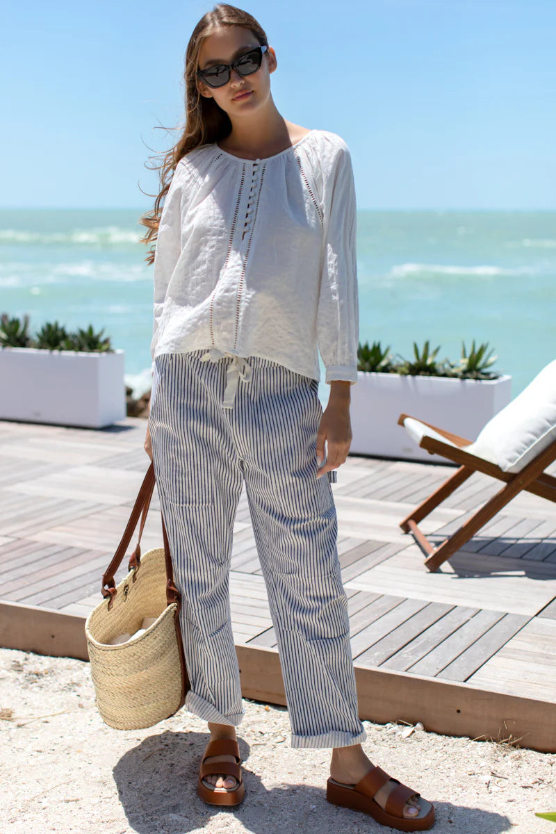 Family Cargo Pant | Indigo Stripe Organic
