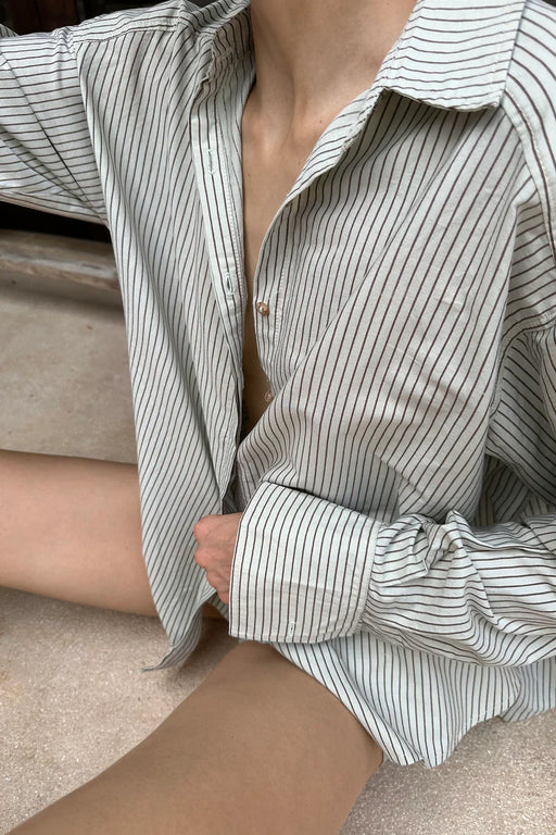 Hastings Shirt | Pesto/Chocolate Stripe