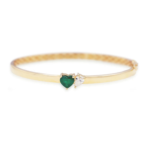 Heart Emerald & Pear Diamond Bangle