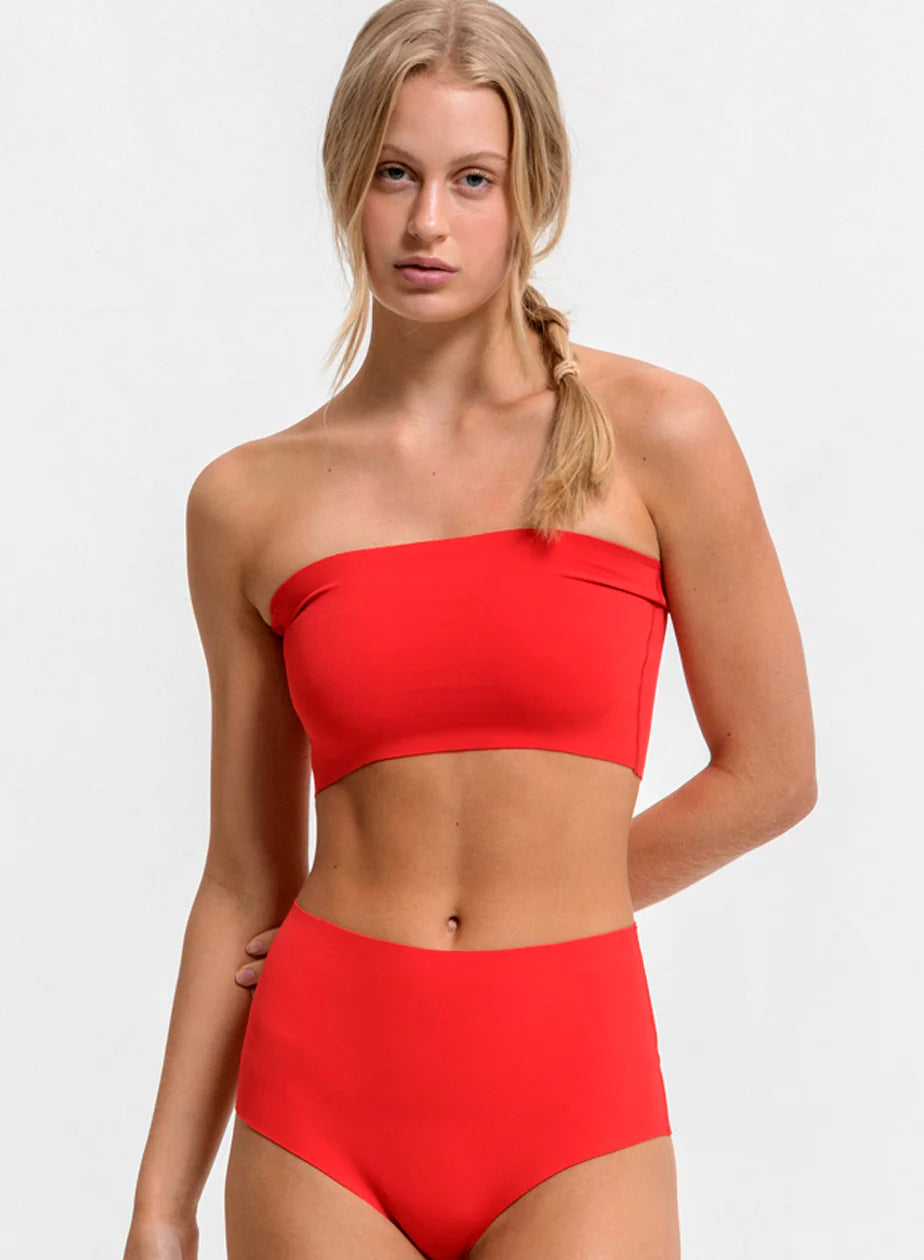 Bandeau Top Neoprene Swim | Red