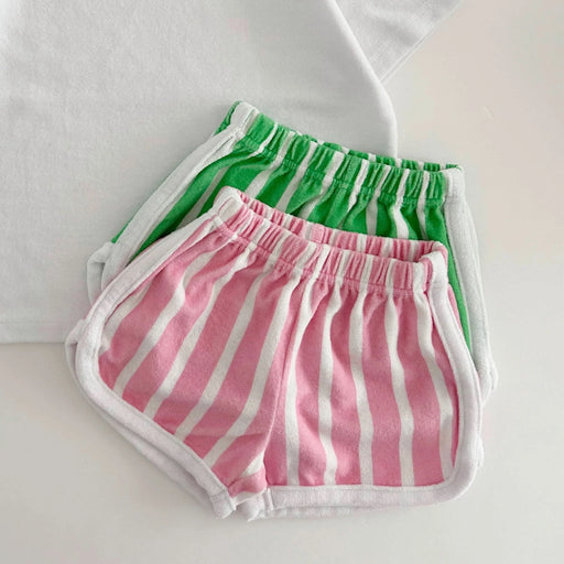 Pink Kids Terry Cloth Stripe Shorts