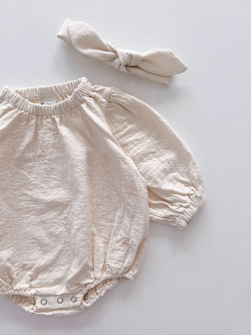 Ivory Baby Bow Gauze Cotton Romper