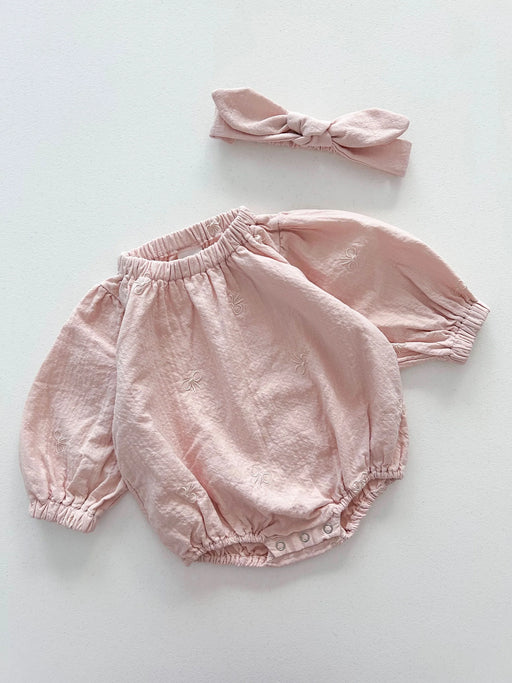 Pink Baby Bow Gauze Cotton Romper