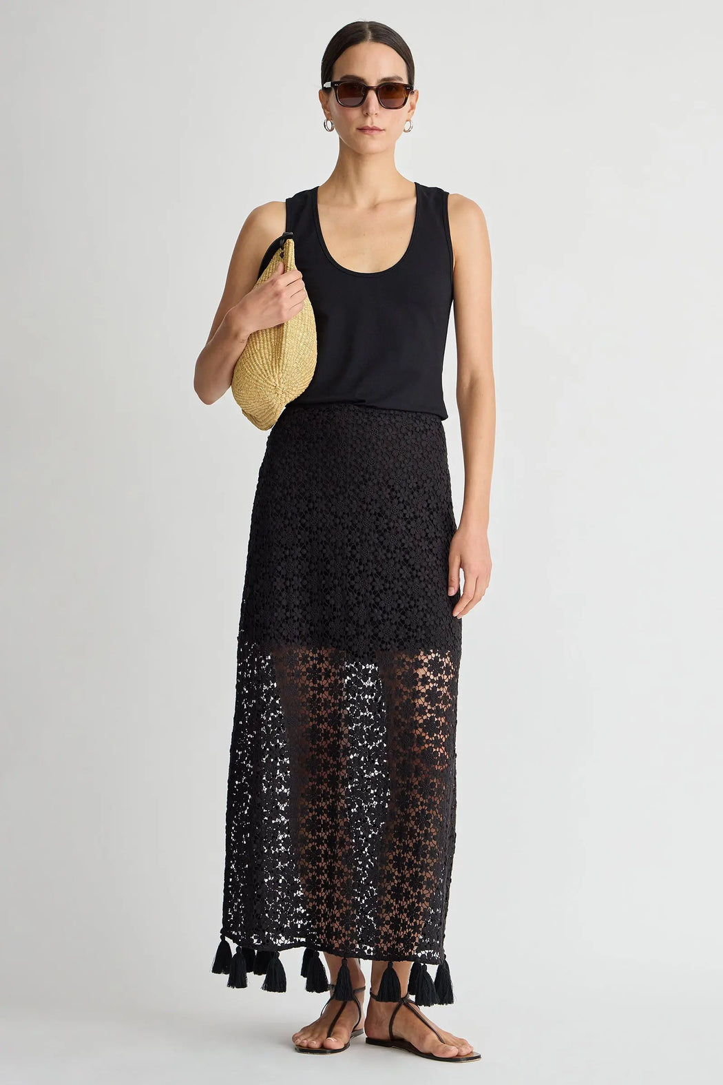 Valeska Tassel Column Skirt | Black