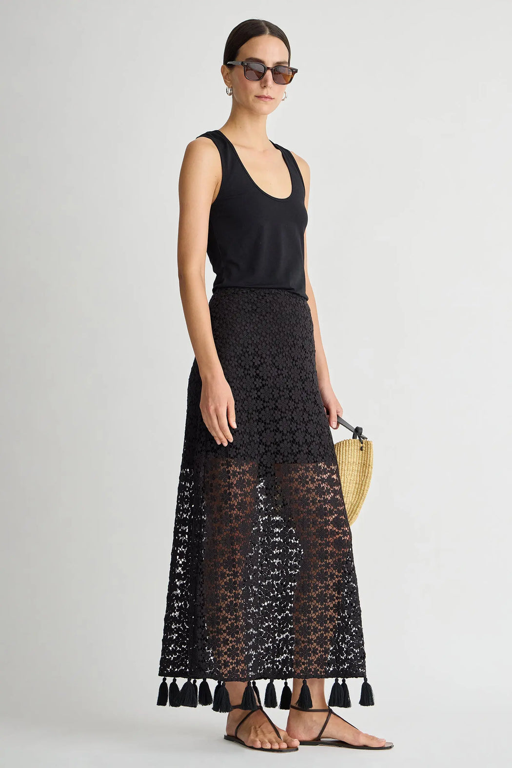 Valeska Tassel Column Skirt | Black