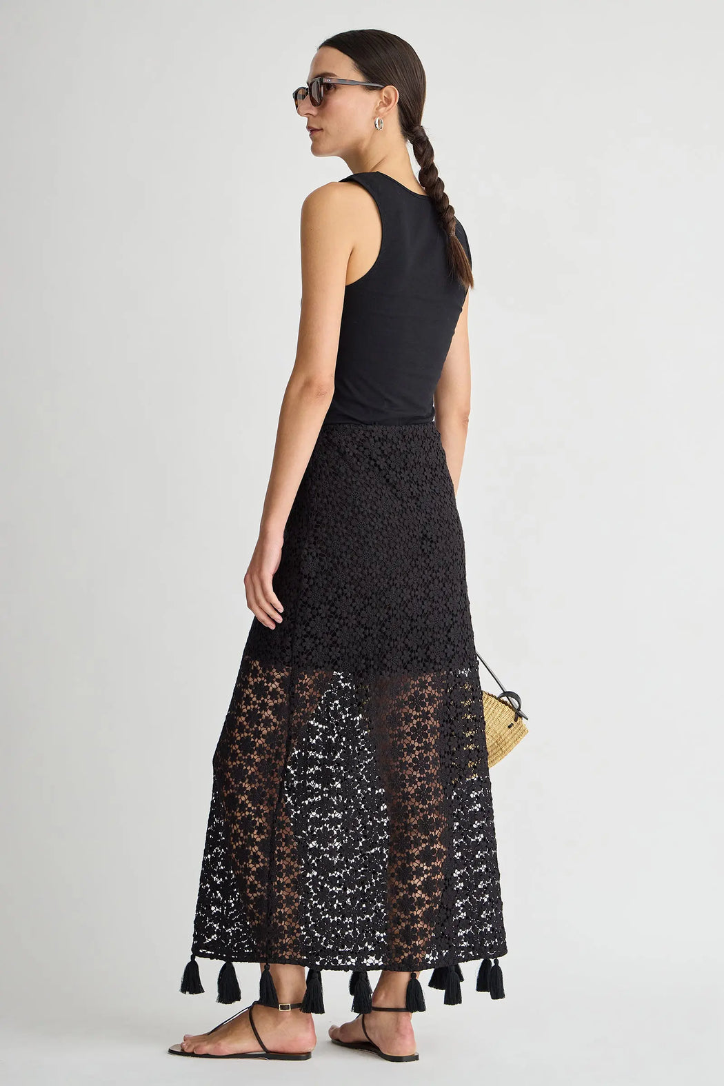 Valeska Tassel Column Skirt | Black