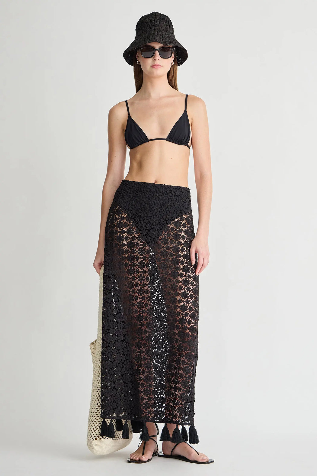 Valeska Tassel Column Skirt | Black