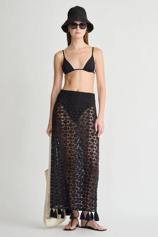 Valeska Tassel Column Skirt | Black