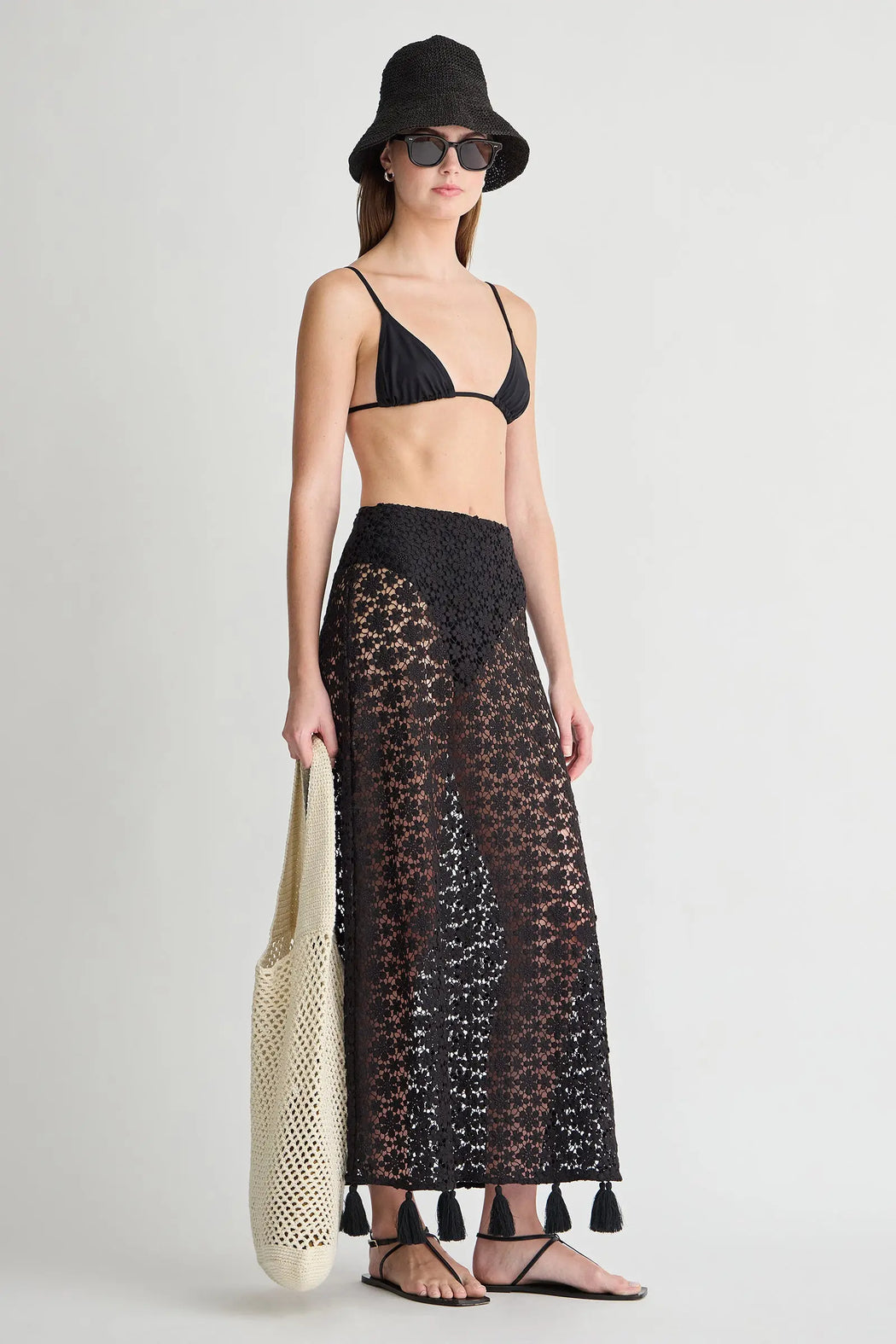 Valeska Tassel Column Skirt | Black