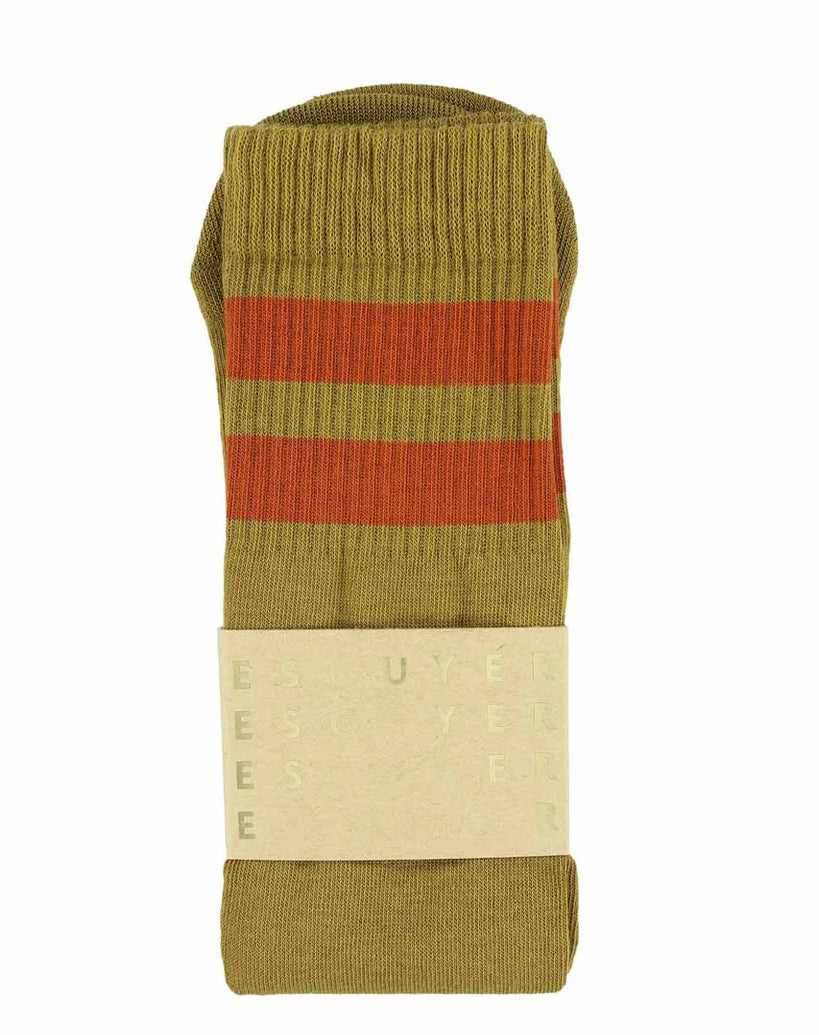 Unisex Tube Socks | Olive / Brick