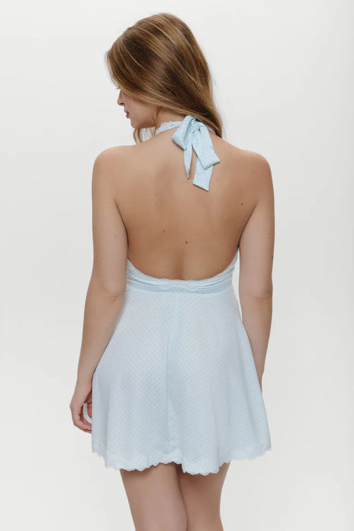 Audrey Satin Mini Dress | Sweet Pea Blue