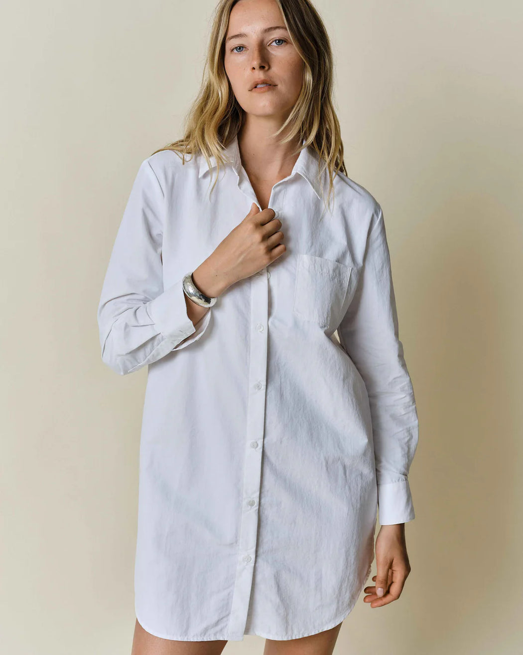 Button Up Dress | White