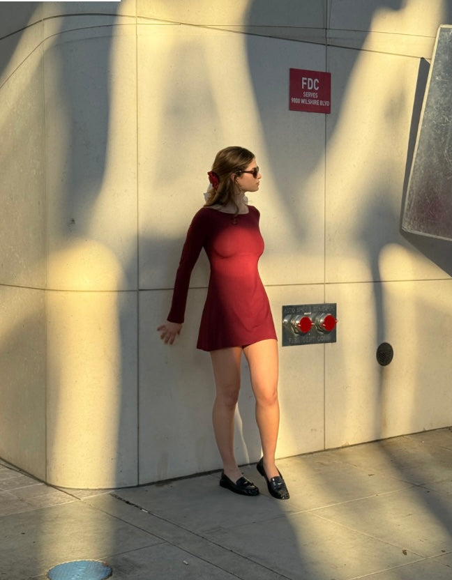 Boatneck Dress | Bordeaux