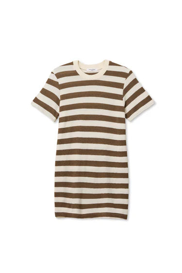 Rhett Tee Shirt Dress | Mocha & Natural Stripe