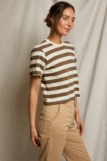 Lainey Tee | Mocha & Natural Checker
