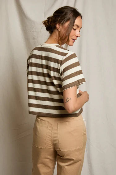 Lainey Tee | Mocha & Natural Checker