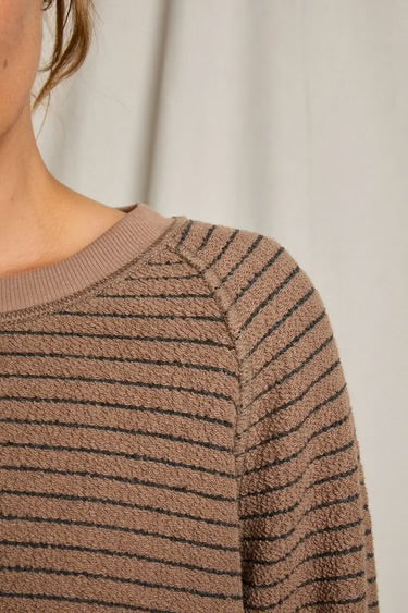 Alexi Terry Sweatshirt | Mocha & Charcoal Stripe