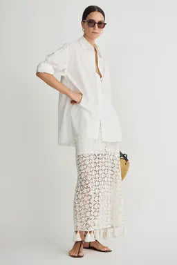 Valeska Tassel Column Skirt | Cream