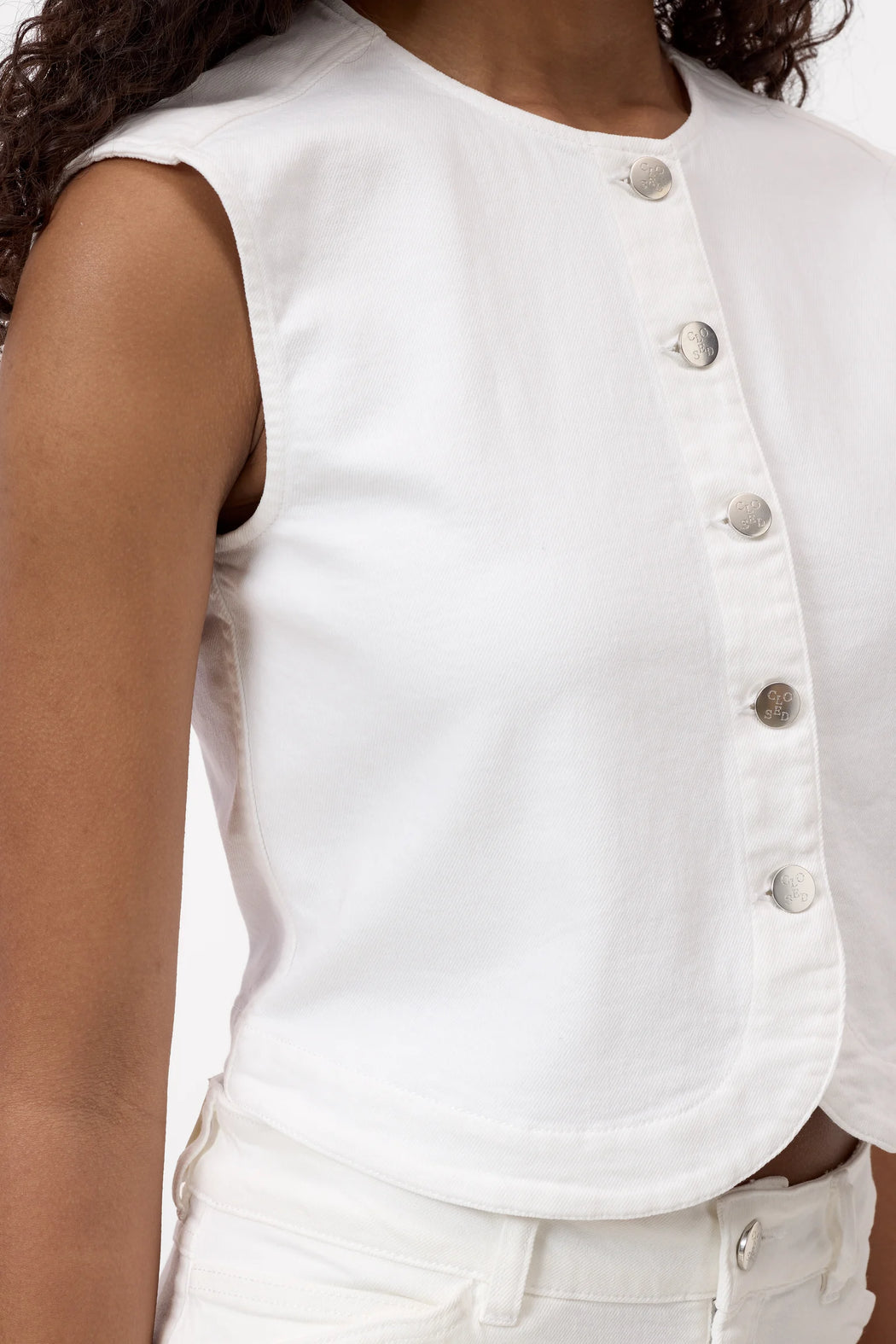 Denim Vest | White