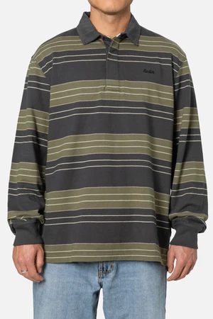 Greg Long Sleeve Rugby Polo | Black Wash