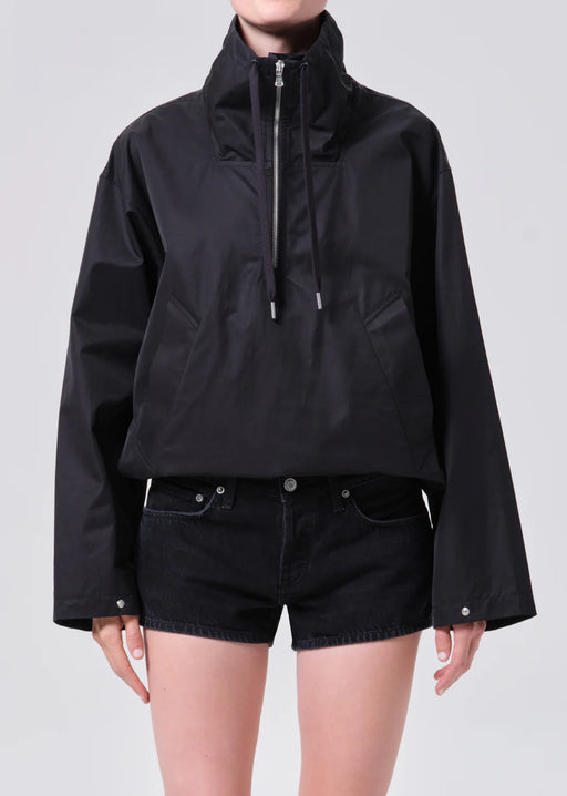 Lydia Nylon Popover Jacket | Black