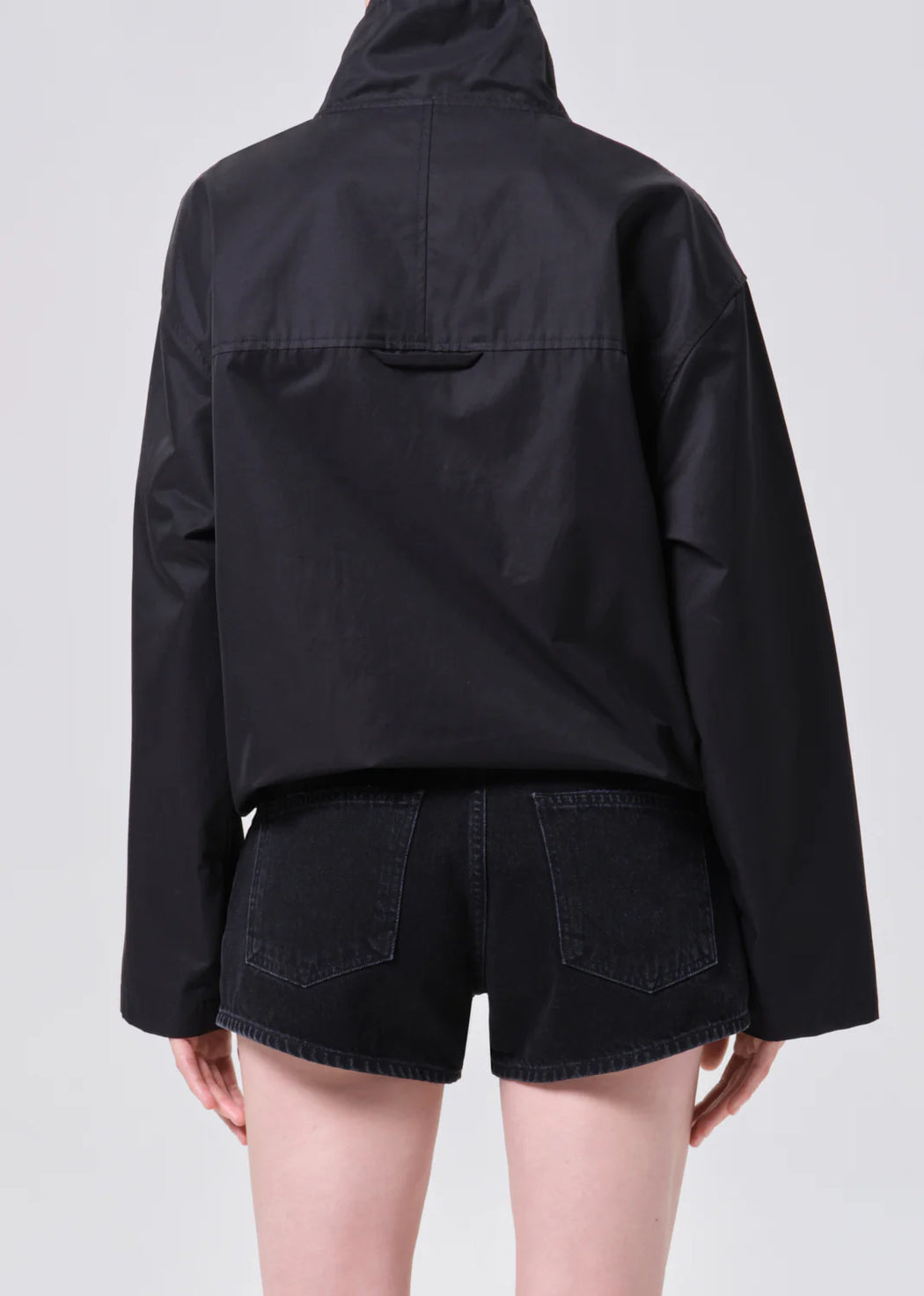 Lydia Nylon Popover Jacket | Black