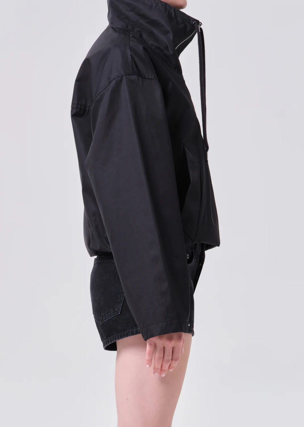 Lydia Nylon Popover Jacket | Black