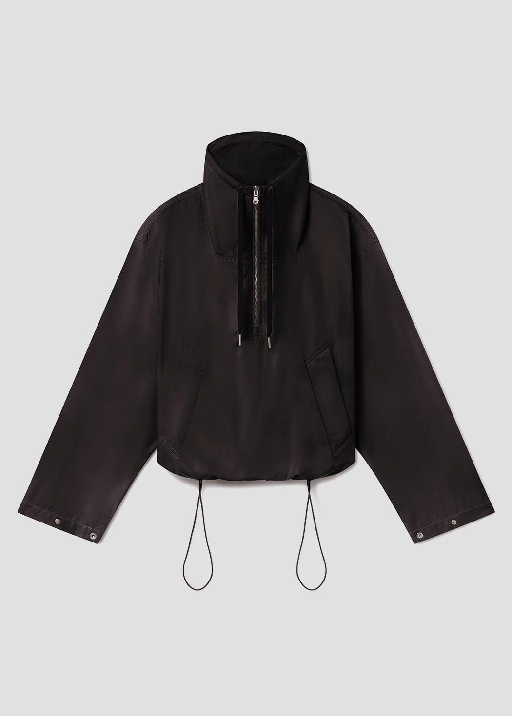 Lydia Nylon Popover Jacket | Black