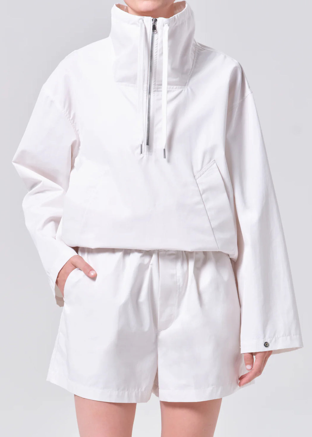 Lydia Nylon Popover Jacket | Chalk White