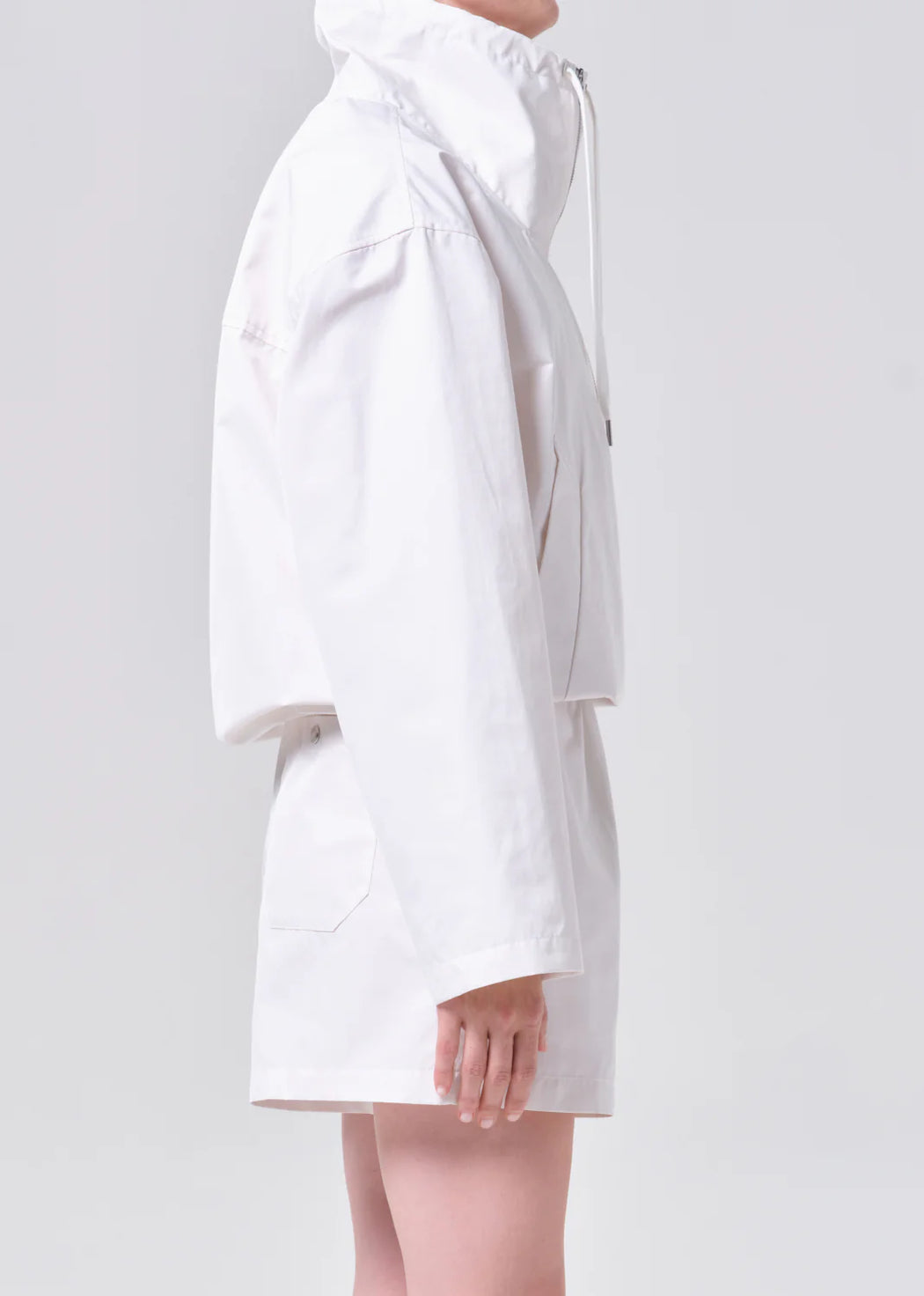 Lydia Nylon Popover Jacket | Chalk White