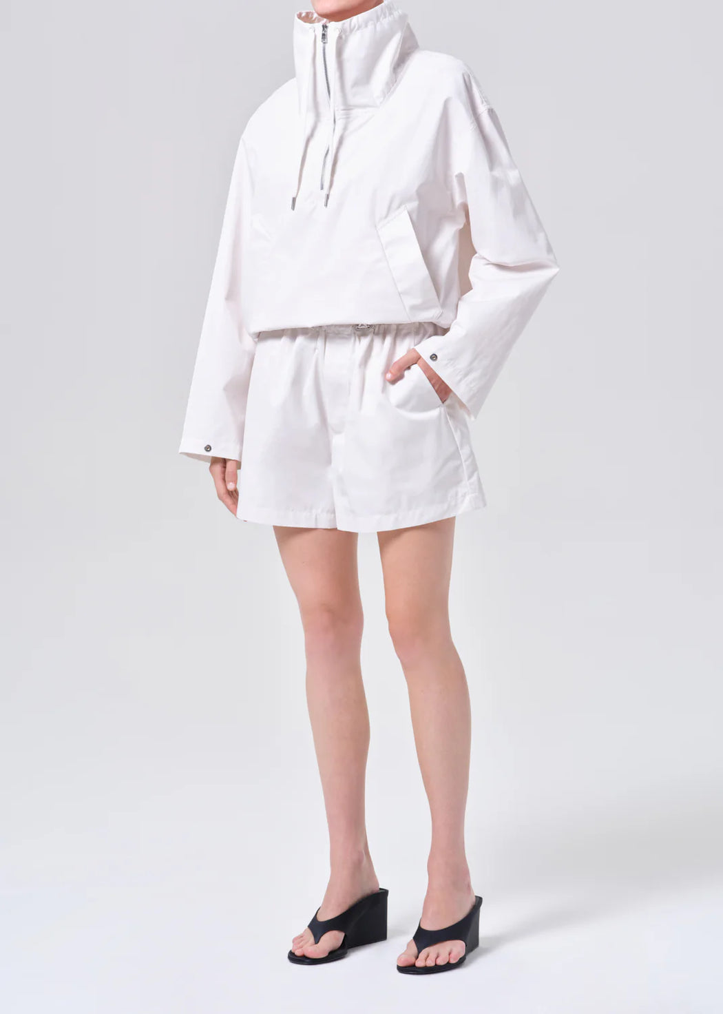 Lydia Nylon Popover Jacket | Chalk White