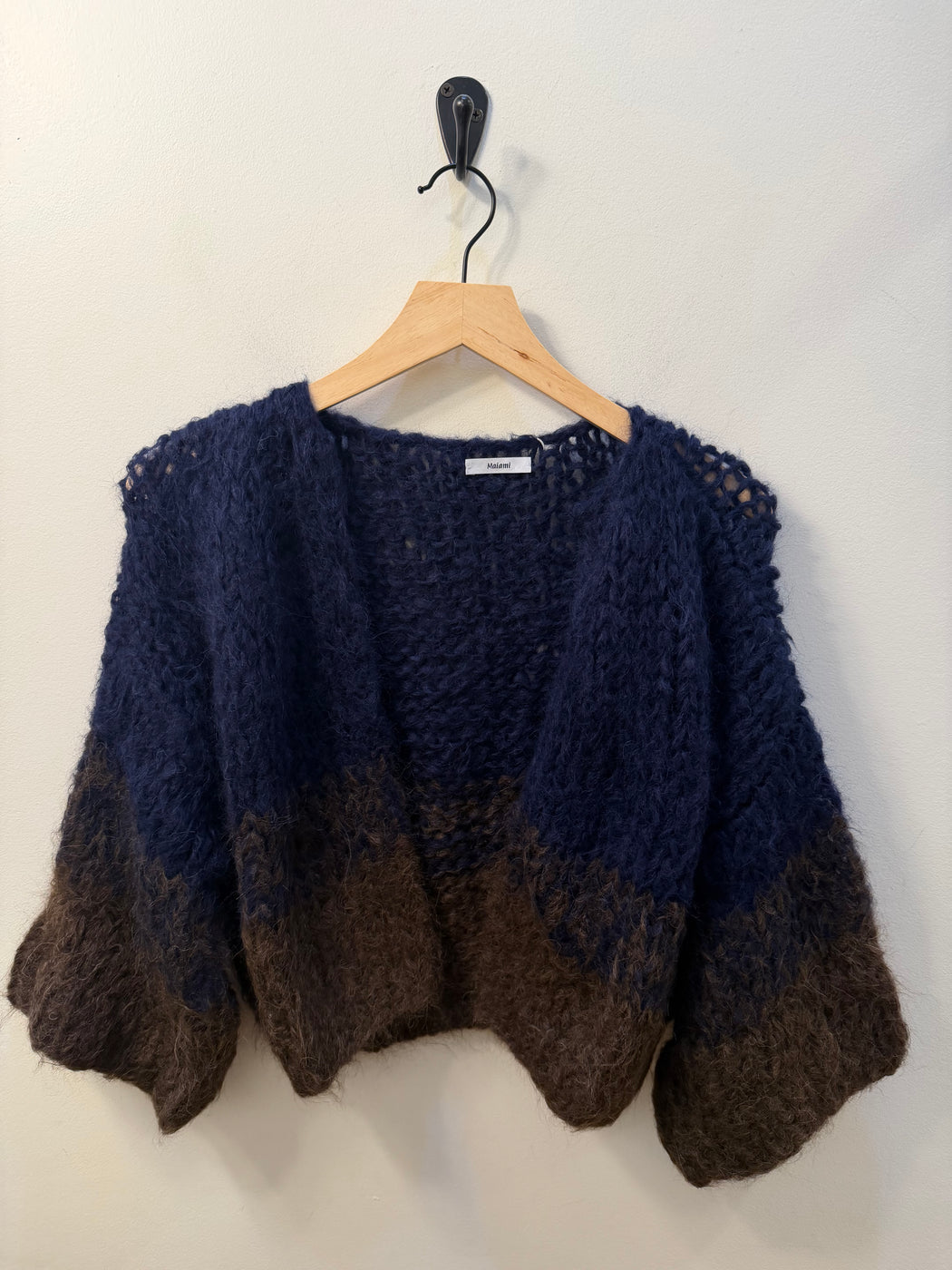 Shaggy Alpaca Gradient Short Sleeve Cardigan | Kingfisher