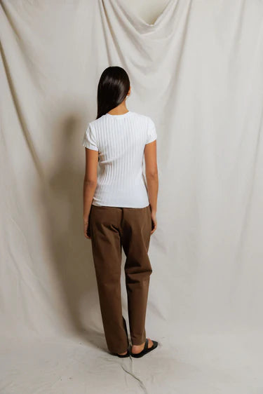 Suri Rib Cap Sleeve Tee | White