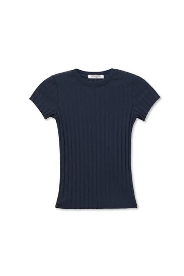 Suri Rib Cap Sleeve Tee | Navy