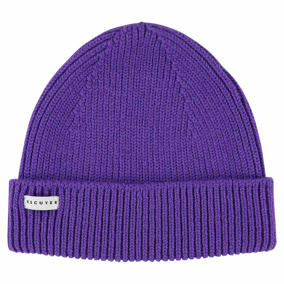 Ribbed Merino Beanie | Purple