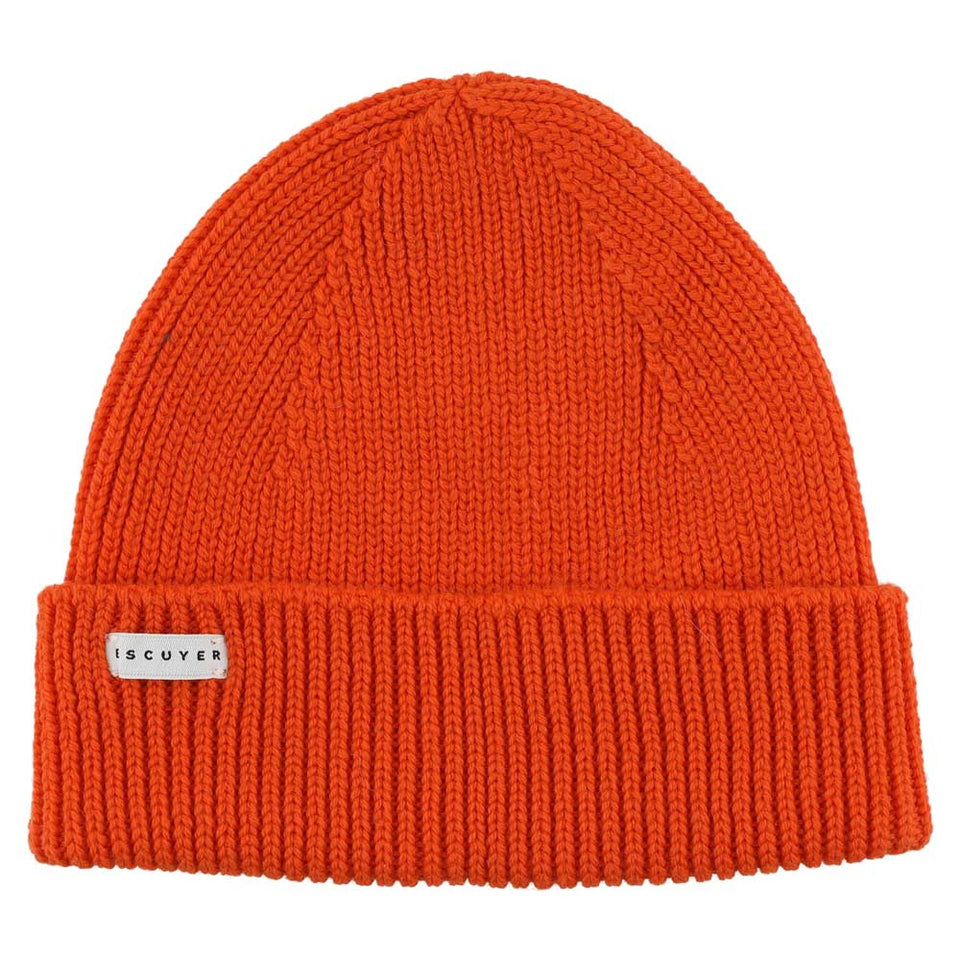 Ribbed Merino Beanie | Bold Orange