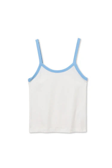 Cherry Jersey Tank | Ivory / Pacific Blue