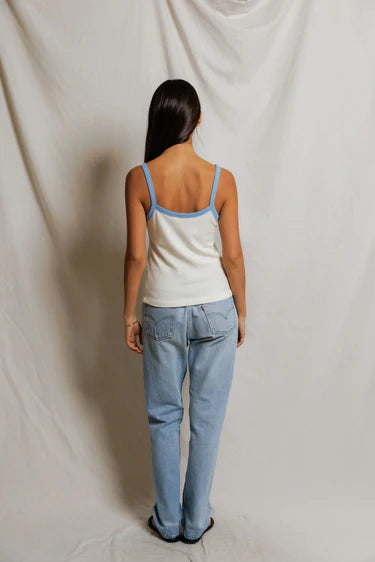 Cherry Jersey Tank | Ivory / Pacific Blue