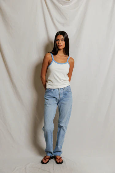 Cherry Jersey Tank | Ivory / Pacific Blue