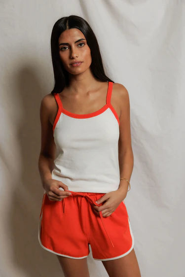Cherry Jersey Tank | Ivory / Clementine