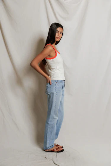 Cherry Jersey Tank | Ivory / Clementine