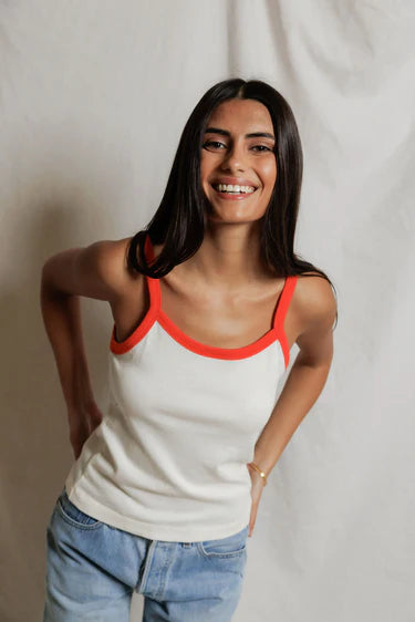 Cherry Jersey Tank | Ivory / Clementine