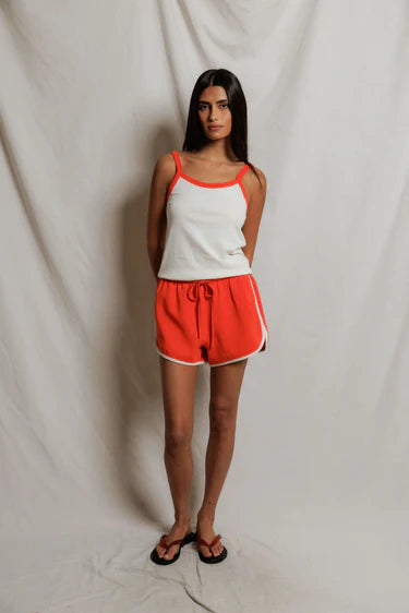 Cherry Jersey Tank | Ivory / Clementine