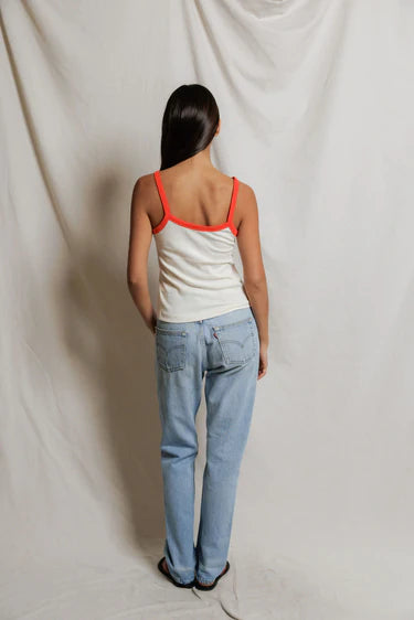 Cherry Jersey Tank | Ivory / Clementine