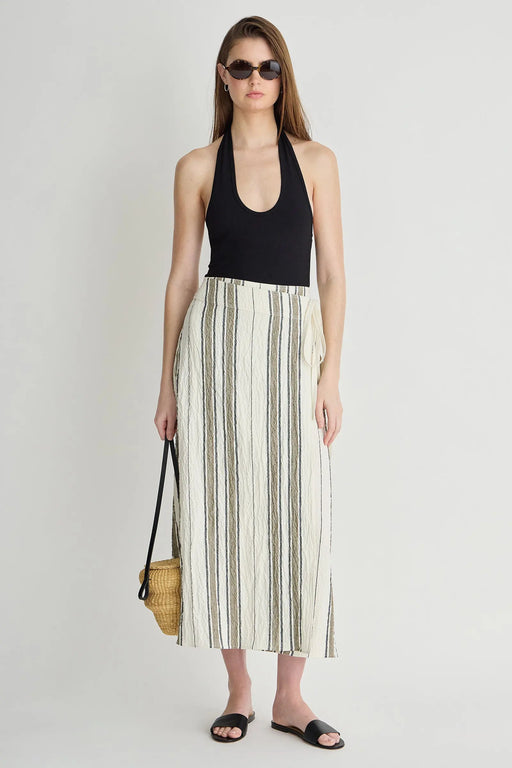 Stripe Marsala Wrap Skirt | Affogato Stripe