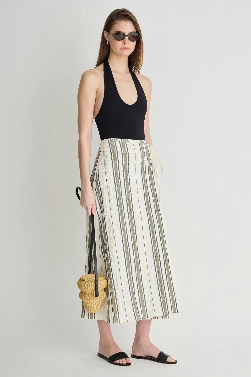 Stripe Marsala Wrap Skirt | Affogato Stripe